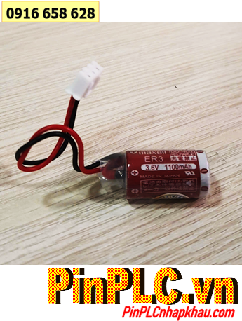 Maxell ER3 (Zắc PH2.54-3P), Pin nuôi nguồn PLC Maxell ER3 lithium 3.6v 1100mAh chính hãng, Xuất xứ NHẬT 